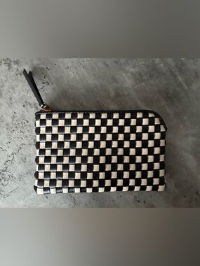 NWOT Black and White Checked Zip Pouch